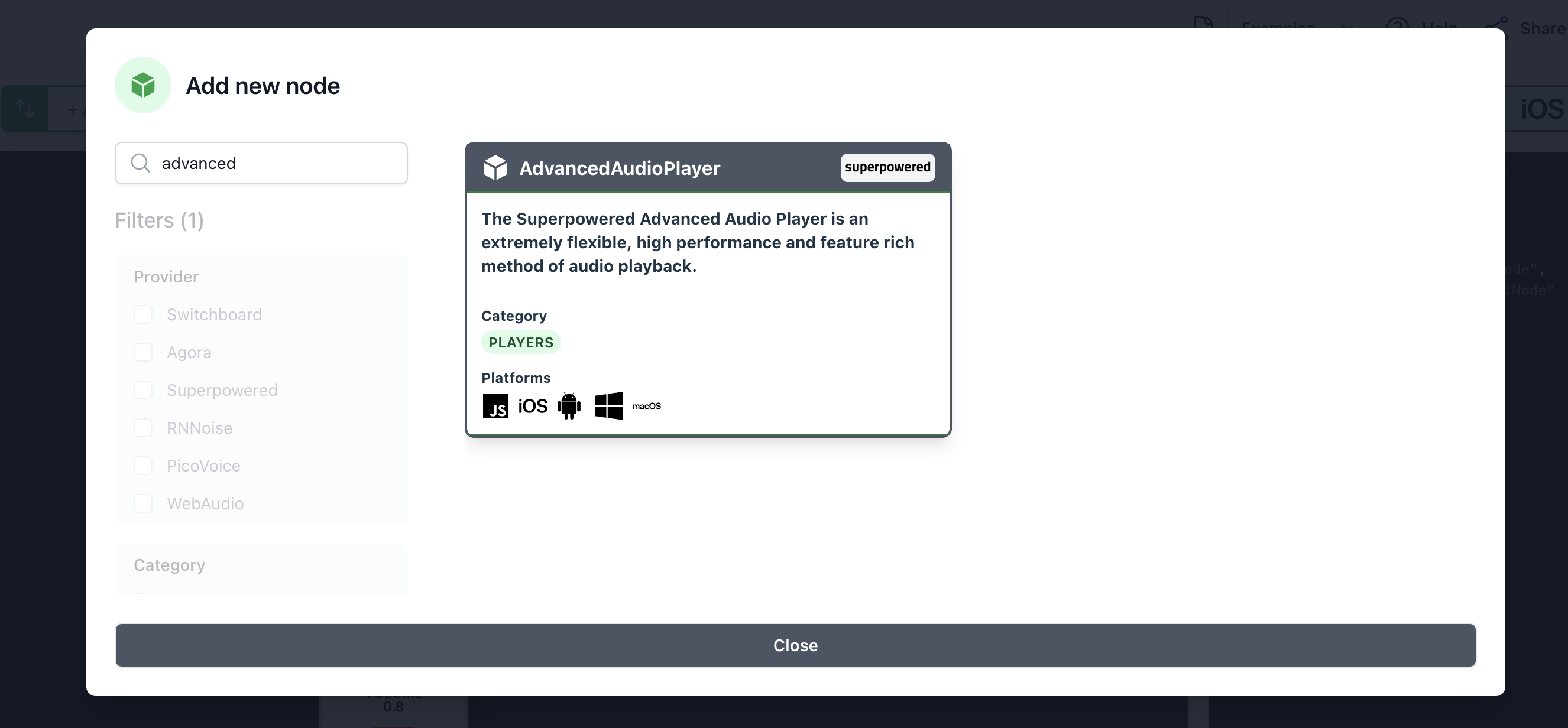 Adding a node to the project