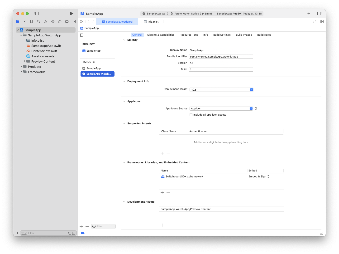 Adding the SwitchboardSDK.xcframework file in Xcode